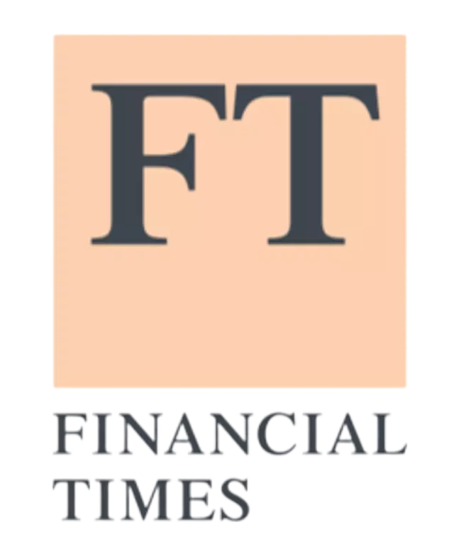 Logo of a financial newspaper, pink background with 'FT' in bold letters.